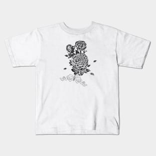 Black Rose Flower Bouquet with Ribbon Kids T-Shirt